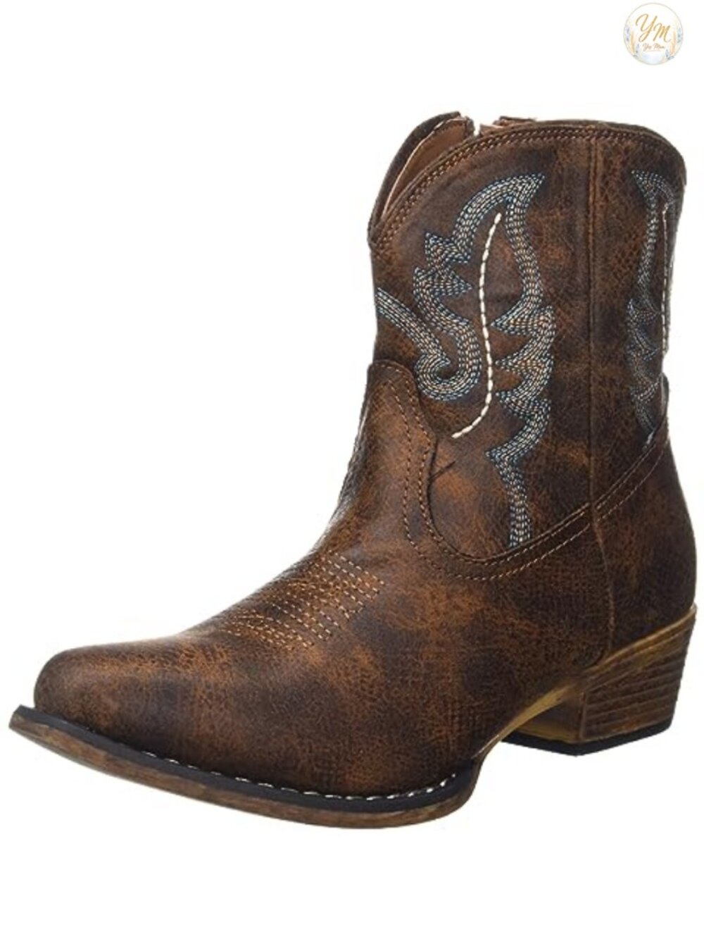 Women's Western Cowgirl Ankle Bootie with Snip Toe Cushion Insole